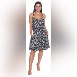 Papa Vancouver Spaghetti Strap Tunic with pockets-Black/White